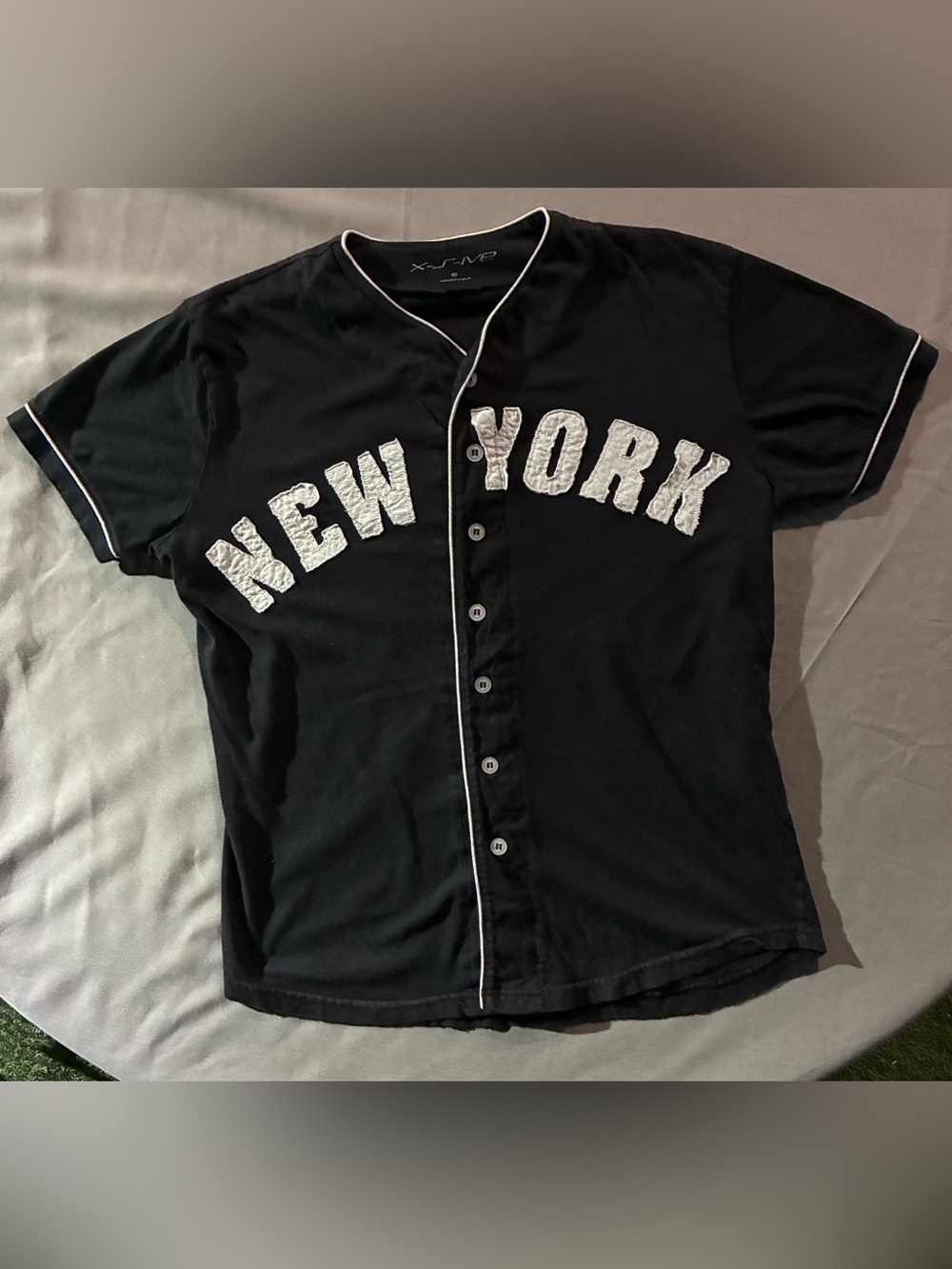 & Other Stories Black 'New York' Baseball Button-Up Jersey